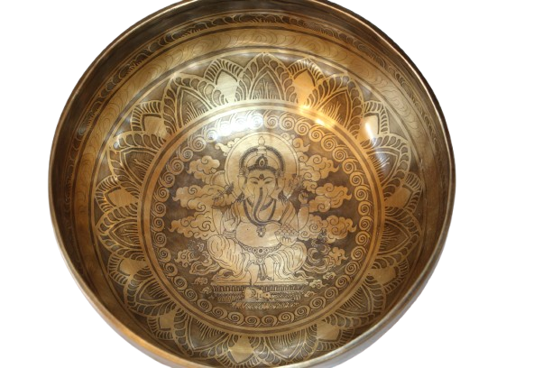 Ganésha kézzel készített 7 fémes dizájn hangtál, 1648 gramm