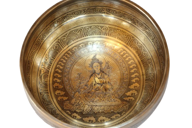 Zöld Tara kézzel készített 7 fémes dizájn hangtál, 964 gramm