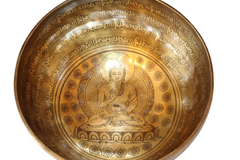 Áldó Buddha kézzel készített 7 fémes dizájn hangtál, 1156 gramm 🟠 Szakrális csakra: Életöröm- intimitás- felszabadulás
