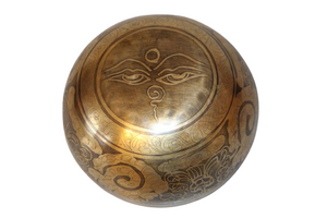 Kézzel készített 7 fémes dizájn hangtál, 486 gramm 🟡 Napfonat csakra: Önbizalom – Erő – Harmónia