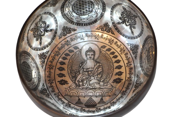 Gyógyító Buddha kézzel készített 7 fémes dizájn hangtál, 897 gramm