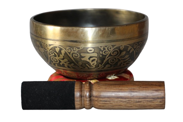 Kézzel készített 7 fémes dizájn hangtál, 309 gramm 🟡 Napfonat csakra: Önbizalom – Erő – Harmónia