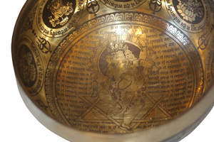 Kézzel készített 7 fémes dizájn hangtál Ganésa ábrázolással, 777 gramm 🔮 Harmadik szem csakra: Tisztánlátás – Intuíció – Belső vezetés