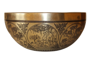 Kézzel készített 7 fémes dizájn hangtál, 1019 gramm. 🟡 Napfonat csakra Önbizalom – Erő – Harmónia