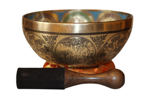 Kézzel készített 7 fémes dizájn hangtál, 1019 gramm. 🟡 Napfonat csakra Önbizalom – Erő – Harmónia