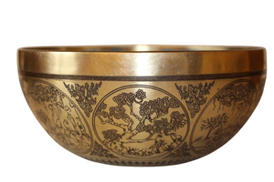 Kézzel készített 7 fémes dizájn hangtál, 1019 gramm. 🟡 Napfonat csakra Önbizalom – Erő – Harmónia