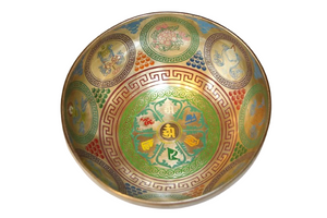 Kézzel készített 7 fémes dizájn hangtál, 1019 gramm. 🟡 Napfonat csakra Önbizalom – Erő – Harmónia