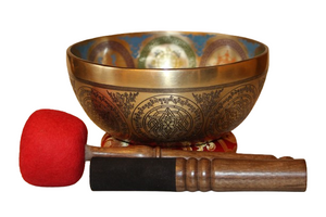 Kézzel készített 7 fémes dizájn hangtál, 1119 gramm. 🟡 Napfonat csakra Önbizalom – Erő – Harmónia