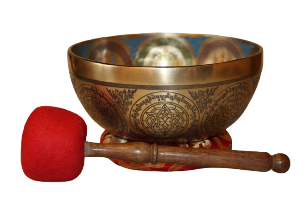 Kézzel készített 7 fémes dizájn hangtál, 1119 gramm. 🟡 Napfonat csakra Önbizalom – Erő – Harmónia