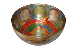 Kézzel készített 7 fémes dizájn hangtál, 1119 gramm. 🟡 Napfonat csakra Önbizalom – Erő – Harmónia