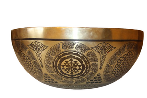 Kézzel készített 7 fémes dizájn hangtál, 2063 gramm. 🔴 Gyökércsakra Stabilitás – Biztonság – Egyensúly