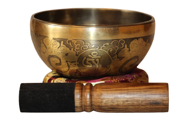 Kézzel készített 7 fémes dizájn hangtál, 382 gramm 🟡 Napfonat csakra: Önbizalom – Erő – Harmónia