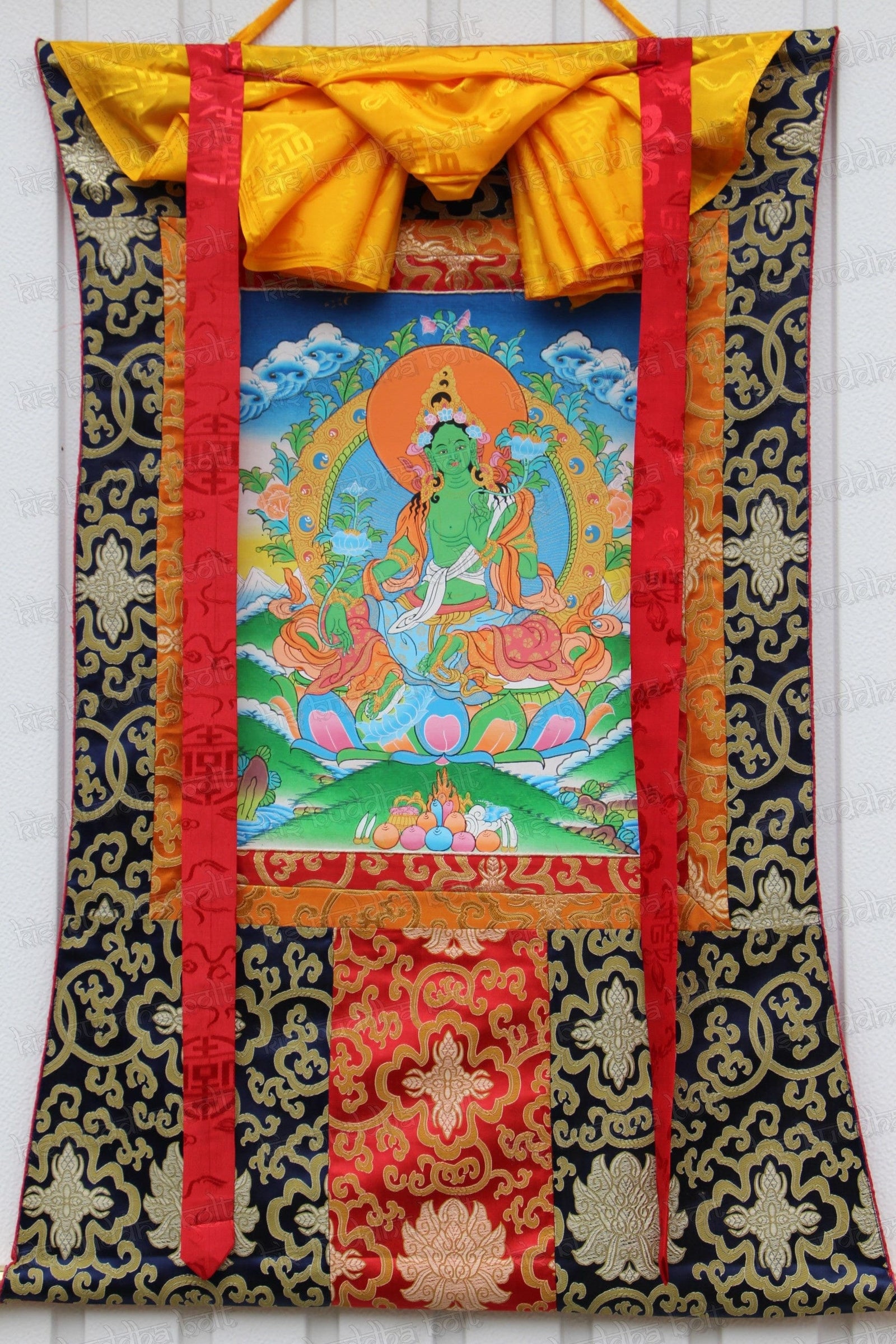 Zöld Tara thangka, exclusive minőség